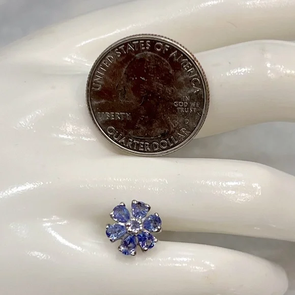 Tanzanite Floral Sterling Silver Stud Earrings